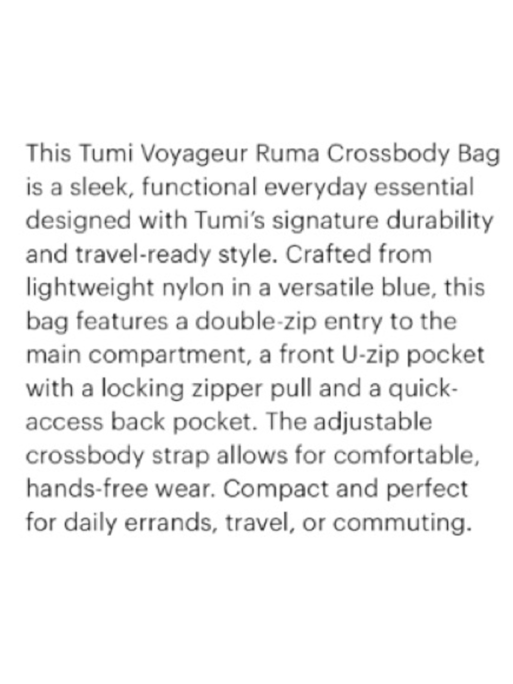 Tumi Voyageur Ruma Crossbody Bag-Travel Organizer - Picture 17 of 17